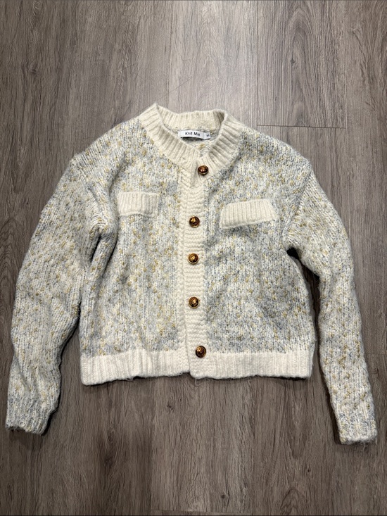 Knit max Sweaters - Speckled Cream Button-Up Cardigan